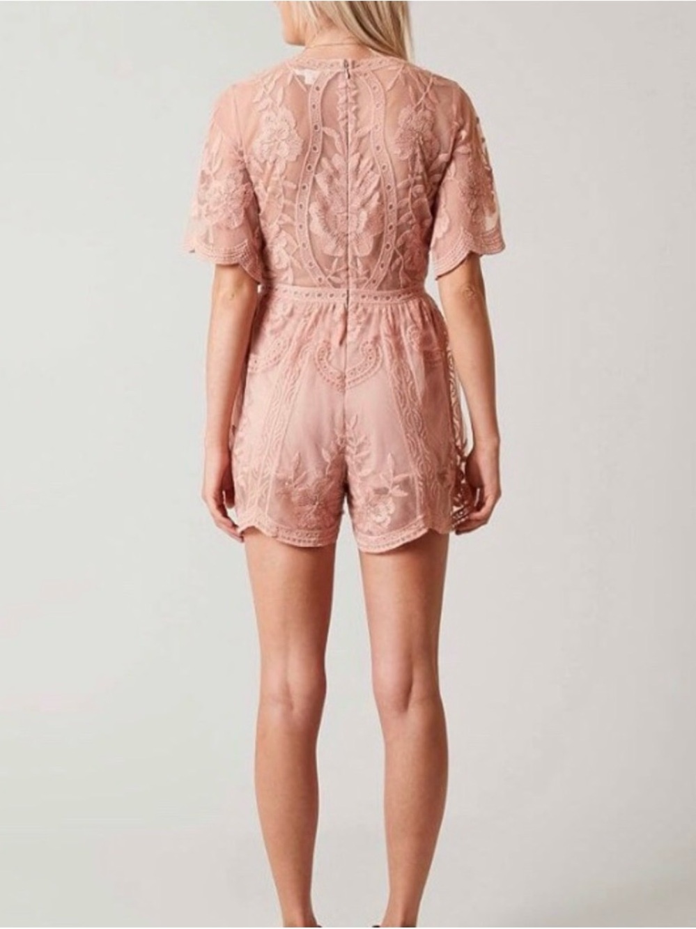 Honey Punch V-Neck Lace Romper - Picture 2 of 5